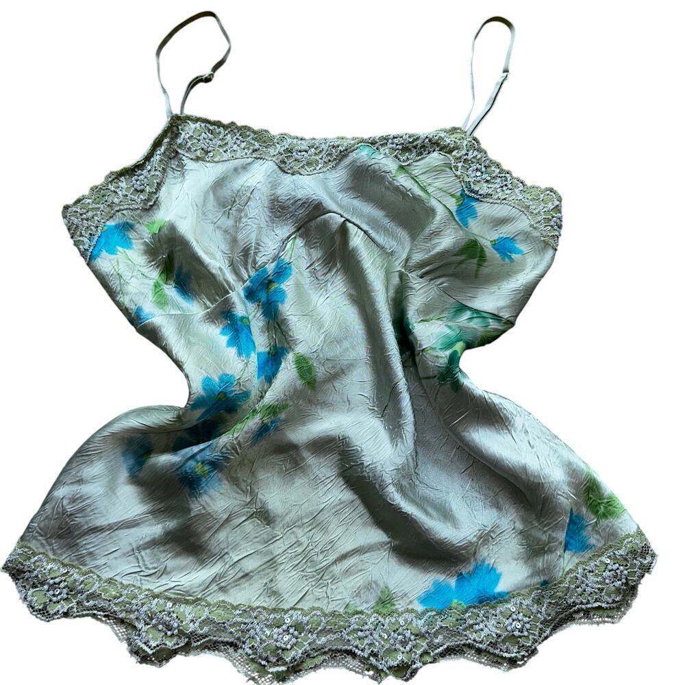 Dainty light green blue tank top sz m